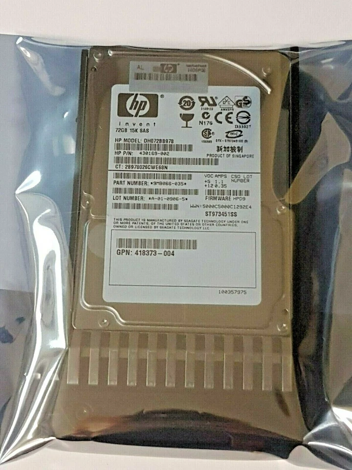432321-001 HP DH072BB978 72GB 430169-002 2.5" SFF 3G SAS 15K RPM ST973452SS - Image 1 of 1