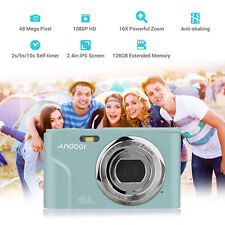 Andoer 1080P Digital Camera 48MP 2.4'' IPS Screen 16X Auto Focus Anti-Shaking AU