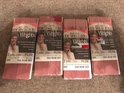 WRIGHTS BIAS TAPE 宽单折 MOCHA 3 码 7/8 英寸宽旧玫瑰 4 色 — 第 1/2 张图片