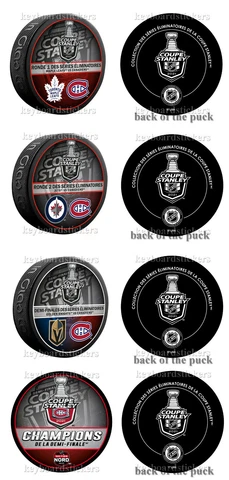 2021 STANLEY CUP SEMIFINALS MONTREAL CANADIENS FOUR (4) PUCK PKG FRENCH VERSION Cover
