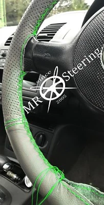 Für Opel Vectra C Grau Zweifarbig Leder Lenkrad Abdeckung Grün Stich - Bild 1 von 4