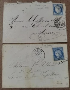 Lot CÉRÈS sur LETTRE cachet ROUEN GARE - LE HAVRE - Gare de LYON - 1873/1876 - Imagen 1 de 2