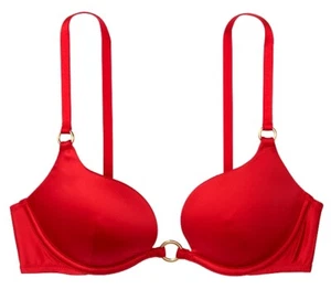Reggiseno a tuffo imbottito leggermente foderato Victorias Secret molto sexy nuovo con etichette rosso 32DD - Foto 1 di 4