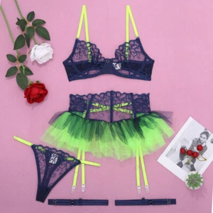 Lingerie Bra Thong Suspender Underwear Nightwear Dress Womens Sexy Erotic Heart - Picture 1 of 9