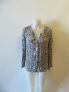 WOMENS JOIE GRAY SILK WHITE HEARTS BUTTON DOWN BLOUSE SIZE S * - Bild 1 von 8