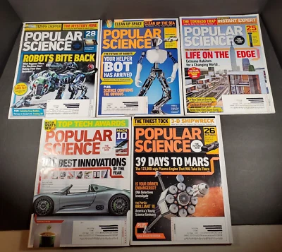 Popular Science Lot (5) Magazine 2010, 2011 Robots Mars Innovations Tech Ocean - Image 1 of 4
