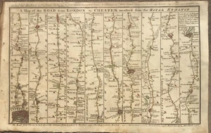 Antike Straßenkarte von 1765 - London nach Chester Via. St. Albans, Coventry & Lichfield - Bild 1 von 3