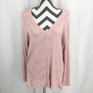 Gibson Look Thermal Hi Low Deep V-Neck Long Sleeve Pink Shirt TST9618 Small - Picture 1 of 5