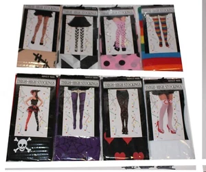 Thigh-High Stockings, Adult One Size, Hearts, Nurse, Scars, Stripe, Skulls, Dots - Picture 1 of 35