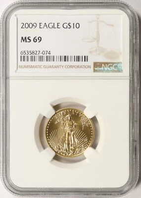 2009 $10 Gold 1/4 oz American Eagle NGC MS69 - Image 1 of 4