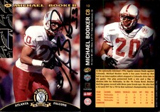 Michael Booker Signed 1997 Score Board NFL Rookies #13 Card Atlanta Falcons