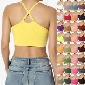 Reggiseno TheMogan S~3X reggiseno con spalline e spalline posteriori incrociate crop cami tank - Foto 1 di 302