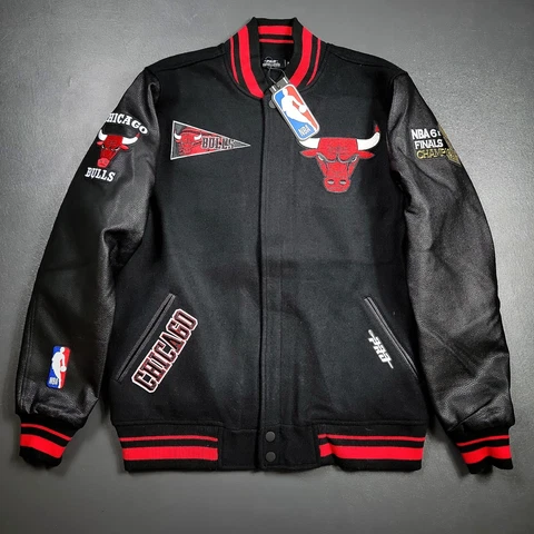 100% Authentic Pro Standard Chicago Bulls Varsity Wool Leather Jacket M Mens Cover