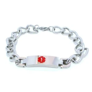 Personalised Medical Alert ID Chain Bracelet - Picture 1 of 2