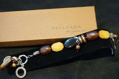 Silpada Designs B1776 Brass, Pearl, Horn, Shell, Bead Toggle Bracelet - Image 1 of 4