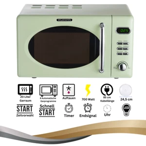Wolkenstein RETRO Mikrowelle 20l Grün 8 Autoprogramme Timer Kochen Dämpfen 700W - Bild 1 von 6
