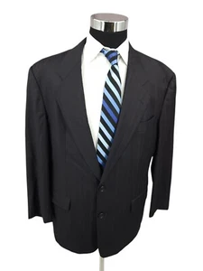 Hugo Boss 2 Piece Suit Mens 42R Blue Pinstripe Virgin Wool Pants 35x30 Pleated - Picture 1 of 22