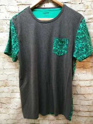 CARBON Mens Tee Shirt Short Sleeve GRAY Black Green Geometric Shapes Size Large - Image 1 of 4