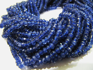 Natural Iolite Rondelle Faceted Briolette Size 3-4mm Beads Strand 13 inches Long