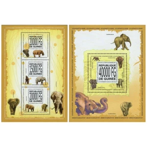 Elephants Stamp Bundle of 2 Loxodonta Africana Cyclotis S/S MNH #10097-10099 - Picture 1 of 11