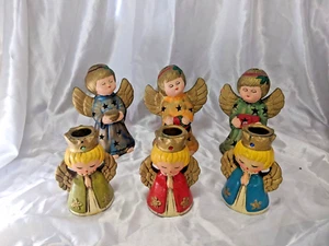 2er Set Kerzenständer Vintage Keramik Engel - Bild 1 von 6