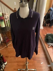 Vintage Calvin Klein   blue polo shirt collard open v neck made in U.S.A mens Lg - Picture 1 of 8