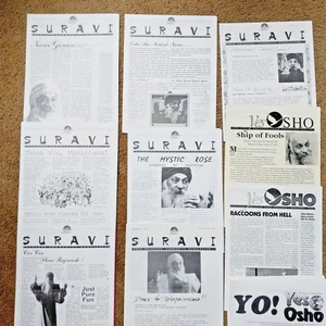 1991 Osho Rajneesh Suravi Newsletters Lot of 10 w/Inserts Meditation - RARE! - Picture 1 of 8