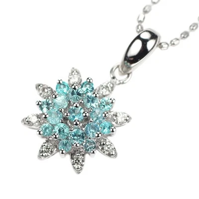 Rare K18WG Paraiba Tourmaline Diamond Pendant Necklace 0.15ct D0.05ct - Auth fre - Image 1 of 4