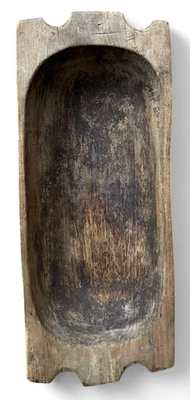 Antique Primitive Dough Bowl Wood Hand Carved Trencher Farmhouse Wooden 39" - Image 1 of 4