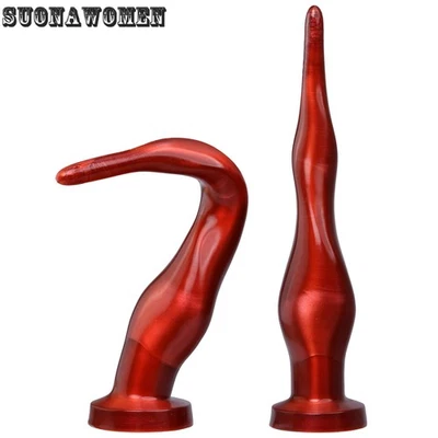 Super Long Deep Anal Whip Sucker Dildo Stimulation Anal Plug Dilator Gay Sex Toy - Image 1 of 4