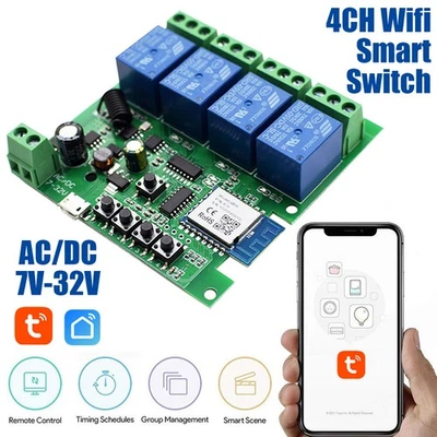 4CH TUYA WIFI Smart Switch DIY Funk Schalter Modul + Fernbedienung Für ECHO Plus - Bild 1 von 4