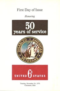 #1421-C1 First Day Ceremony Program 6c Disabled Veterans Stamp w/FDC - Picture 1 of 4