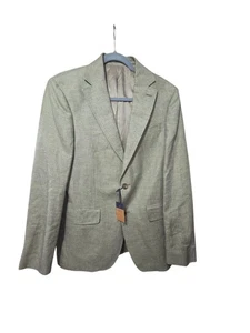 Blazer Charles Tyrwhitt uomo 38R slim fit lino cotone verde salvia giacca blazer - Foto 1 di 19