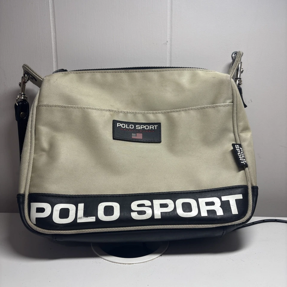 Bolsa carteiro vintage polo esporte Ralph Lauren dobra tiracolo anos 90 Y2K - Imagem 1 de 4