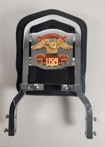 Nuevo de Lote Antiguo Harley Davidson Sissy Bar Respaldo con Emblema Águila Dorada en la Parte Trasera - Imagen 1 de 18