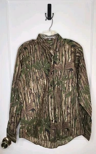 Spartan Real Tree Shirt Y2K USA Camo Army Button Down Top Grün Herren Medium - Bild 1 von 6