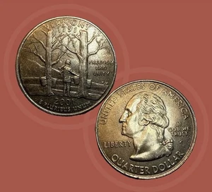 2001-P Vermont State Quarter Error MISSING CLAD LAYER Both Sides Rare UNIQUE - Picture 1 of 6