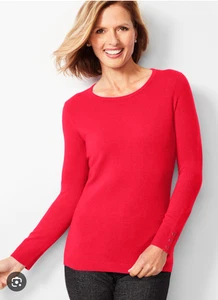 Talbots Pure 100% Cashmere Crew Neck Sweater Button Cuff Long Sleeve XS - Picture 1 of 22