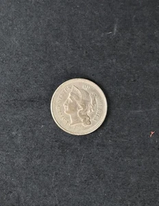 1868 AU 3c Nickel Three Cents Circulated Coin US Mint - Picture 1 of 4