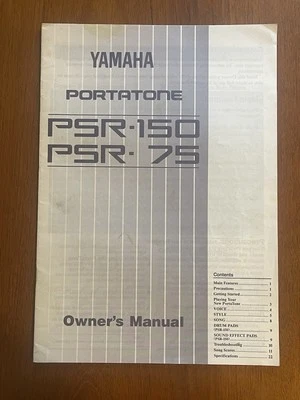 Yamaha PSR-150 PSR-75 Electronic Portatone Keyboard Original Owner's Manual Book - Image 1 of 4
