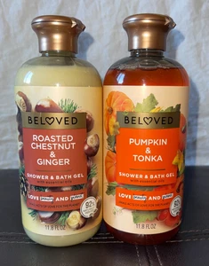 NUEVO Gel de ducha Beloved Pumpkin Tonka Castaño Jengibre Vegano PETA 11,8 fl oz cada uno - Imagen 1 de 4