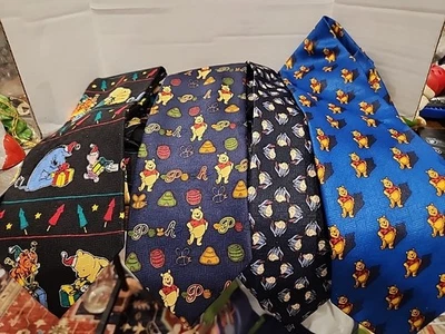 Винтажный лот из 4 галстуков Winnie the Pooh 100% полиэстер рождественский галстук 100% шелк - Изображение 1 из 4