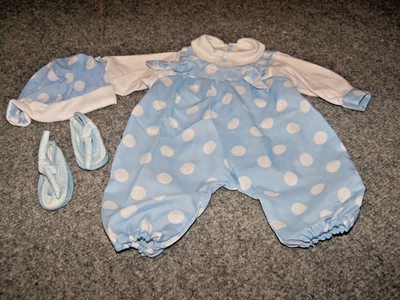 Circo Blue Polka Dot Romper/Hat/ Shoes Set Fits Bitty Baby Excellent pre-owned Foto 1 de 4