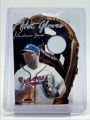 ANDRUW JONES 2003 FLEER SHOWCASE GUANTES USADOS PARCHE TROQUELADO/350 Q5476 Foto 1 de 2