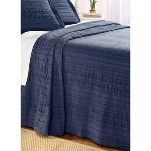 The Vermont Country Store 100 % Baumwolle SEERSUCKER TAGESDECKE | Twin, Marineblau $ 80 - Bild 1 von 7