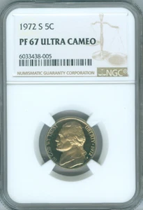 1972-S Jefferson Nickel NGC PF67 ULTRA CAMEO Qualität - Bild 1 von 2