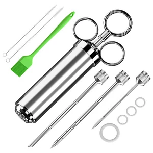 60 ml Fleischspritze aus 304-Edelstahl,mit 3 Marinadennadeln für Holzkohlegrill. - Bild 1 von 19