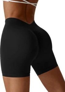 Womens V Back Scrunch Butt Seamless Workout Shorts High Waisted Yoga Gym Athleti - Picture 1 of 45