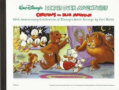 Folleto de estampillas de Walt Disney Christmas on Bear Mountain 1995 de Carl Barks Foto 1 de 4