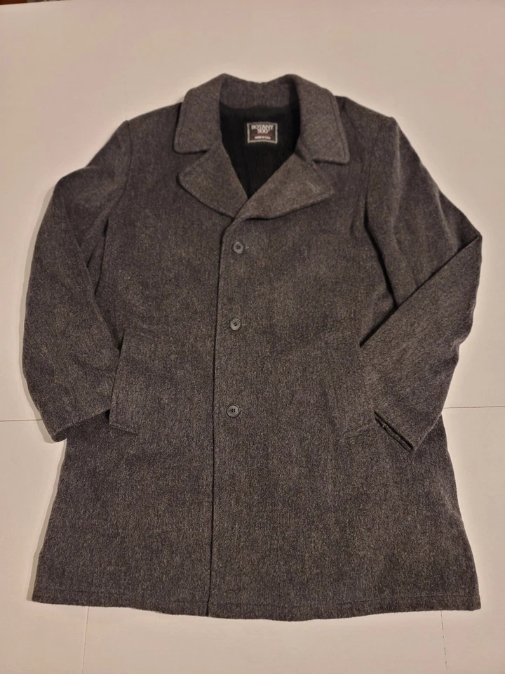 Vintage Botany 500 Men's Gray Fleece Lined Wool Trench Coat Button Overcoat 44L - Image 1 of 4